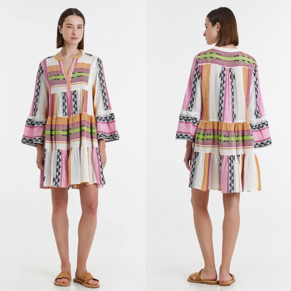 Devotion Twins Ella Dress in Pink/Green Colorway